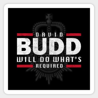 David Budd will do what's required Sticker